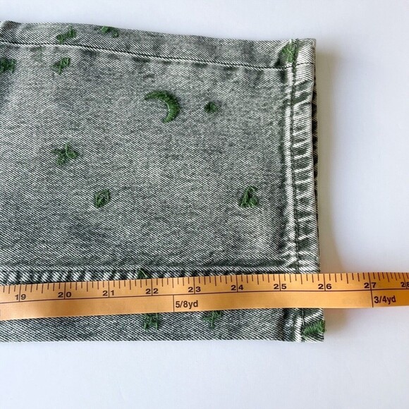 Pilcro Borrowed Boyfriend Jeans 29 Green Denim High Rise Embroidered Relaxed NEW - Picture 16 of 16